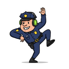 A dynamic logo with a police officer in motion.