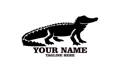 Crocodile vector illustration, crocodiles and alligators silhouette logo design. crocodile silhouette vector style illustration white background