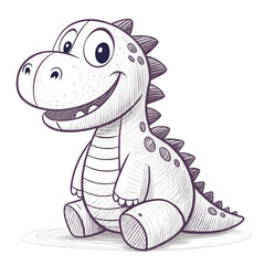 Create a bold, vector illustration of a plush dinosaur toy, emphasizing thick outlines and vibrant color.  Include texture.