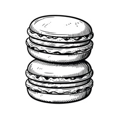 Hand Drawn Stack of Two Delicious Macarons