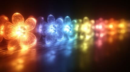 Rainbow Flowers in Dark Reflection