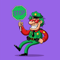 A logo combining a police officer silhouette and shield.