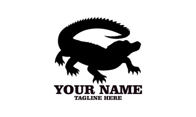 Fototapeta premium Crocodile vector illustration, crocodiles and alligators silhouette logo design. crocodile silhouette vector style illustration white background