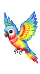 Fototapeta premium Rainbow Parrot Illustration: Colorful Bird Artwork isolated trasparent background, png format