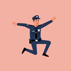 A logo with a police cap resting on a golden badge.