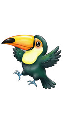 Obraz premium Cute Toucan Bird Illustration isolated trasparent background, png format