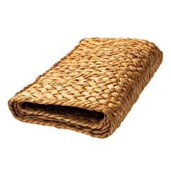 Minimalist Woven Straw Beach Mat with a Sleek Design Isolated on Transparent Background