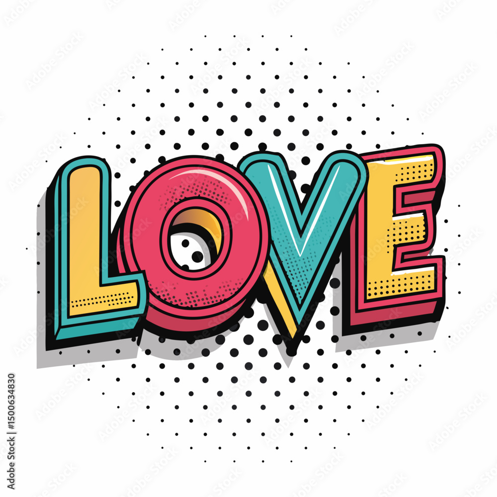 Poster create a vector illustration of bold, pop art style text. the text should have a thick, clearly defi