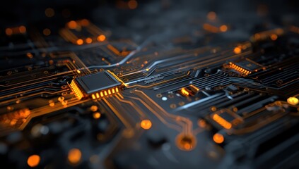 Detailed view of a sophisticated motherboard pattern, featuring advanced circuits and design elements.