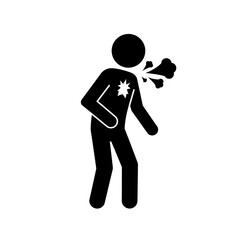Minimalist Flat Style Person Experiencing Chest Pain or Heart Attack Icon
