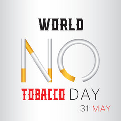 World No Tobacco Day . no write a cigarette cigarette Dangers of smoking. Smoking effect on lung with people around and family.  vector Illustration.