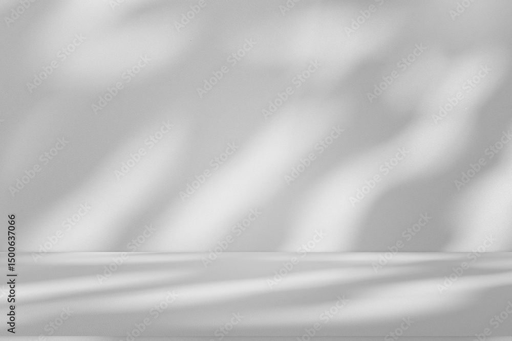 Aufkleber wall interior background, studio and backdrops show products.with shadow from window color white and