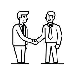 Fototapeta premium business man handshake black line art