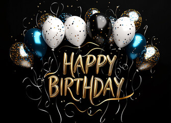 birthday party balloons, colourful balloons background and birthday cake with candles	
