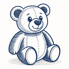 Create a bold, vector illustration of a classic teddy bear toy with thick outlines, suitable for logo or mascot use.