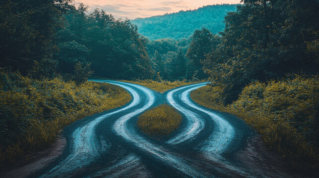 Fork in the Road Path Decision Choice Division Unify Divergence Convergence Right Wrong Road Less Traveled Crossroad Opportunity Dilemma Business Decision Transition Change Unification Right