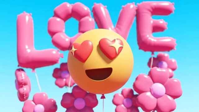 Happy love emoji balons