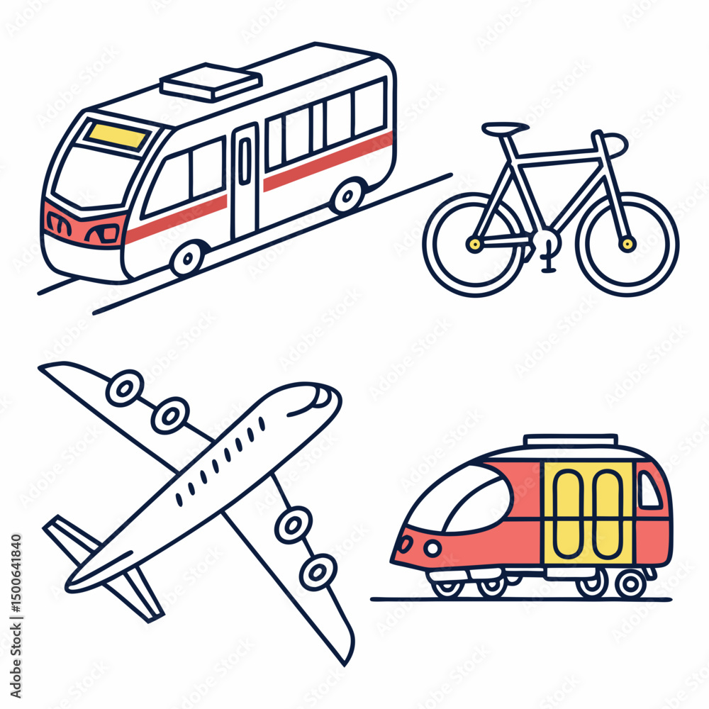 Poster design a bold, vector-based icon depicting a mode of transportation. include thick outlines and stro