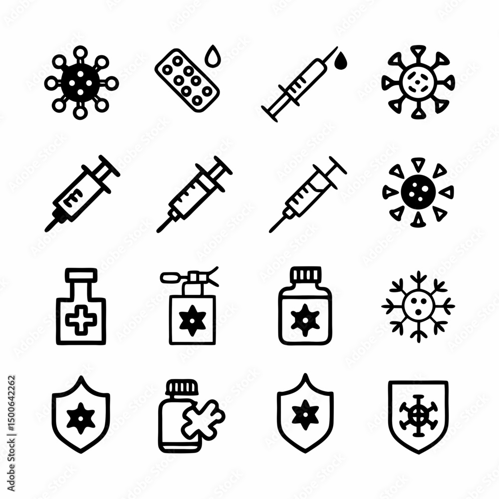 Aufkleber create a bold, vector illustration of a vaccination icon; a syringe with a drop. include strong outl