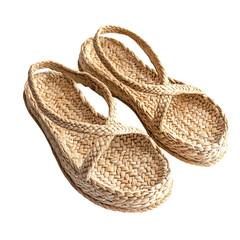 Boho Chic Espadrille Sandals with Organic Woven Pattern Isolated on Transparent Background
