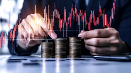 Financial trading strategies unveiled in a neon-lit room stock graphs business environment professional viewpoint