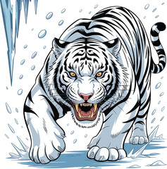 Powerful Tiger Face in Mandala Style – Detailed Vector Clipart, High Quality Tiger Vector – Premium Wildlife Illustration for Adobe Stock