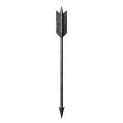 Sleek Arrow with Soft Diffused Shadows in Charcoal Isolated on Transparent Background