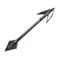 Contemporary Arrow with Angular Design in Steelgrey Isolated on Transparent Background