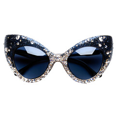 Dynamic Cat Eye Sunglasses with Sparkling Embellish Isolated on Transparent Background