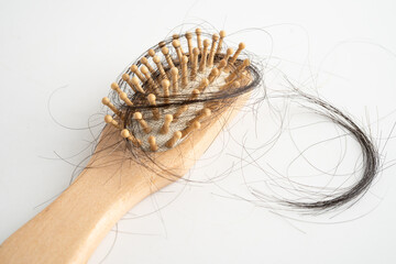 Hair loss fall with comb bush serious problem health, beauty and cosmetic.