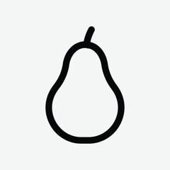 Download a clean and simple minimalist pear icon in 2D vector format. This black and white flat design is perfect for logos, mobile apps, packaging, prints, and modern UI elements.