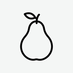 Download a clean and simple minimalist pear icon in 2D vector format. This black and white flat design is perfect for logos, mobile apps, packaging, prints, and modern UI elements.