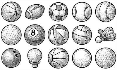Hand Drawn Sports Ball Set