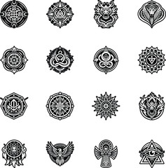 Collection of Glyph Style Spiriritual Symbols 

