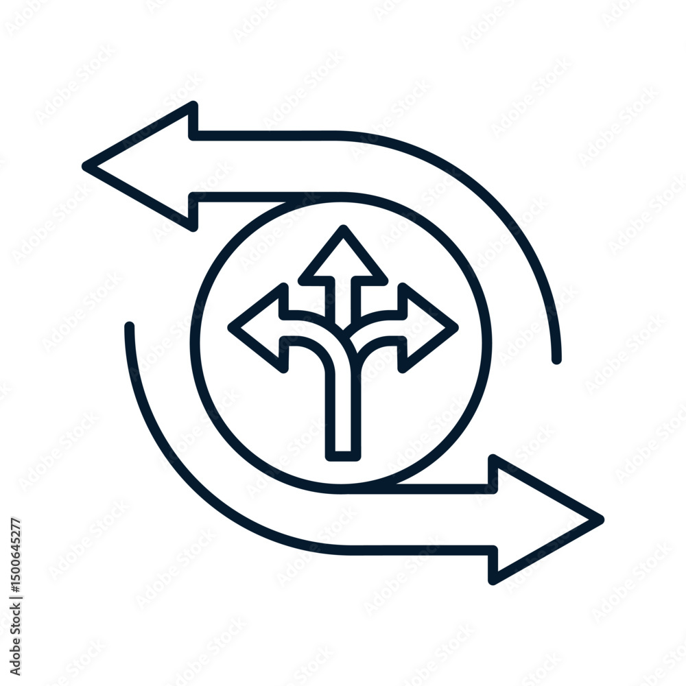 Poster agile concept, flexible development, project management. vector linear icon isolated on white backgr