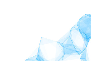 Low poly sculpture is appearing in vector with blue and slate gray facets, transparent background