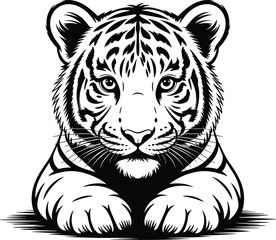 Powerful Tiger Face in Mandala Style – Detailed Vector Clipart, High Quality Tiger Vector – Premium Wildlife Illustration for Adobe Stock