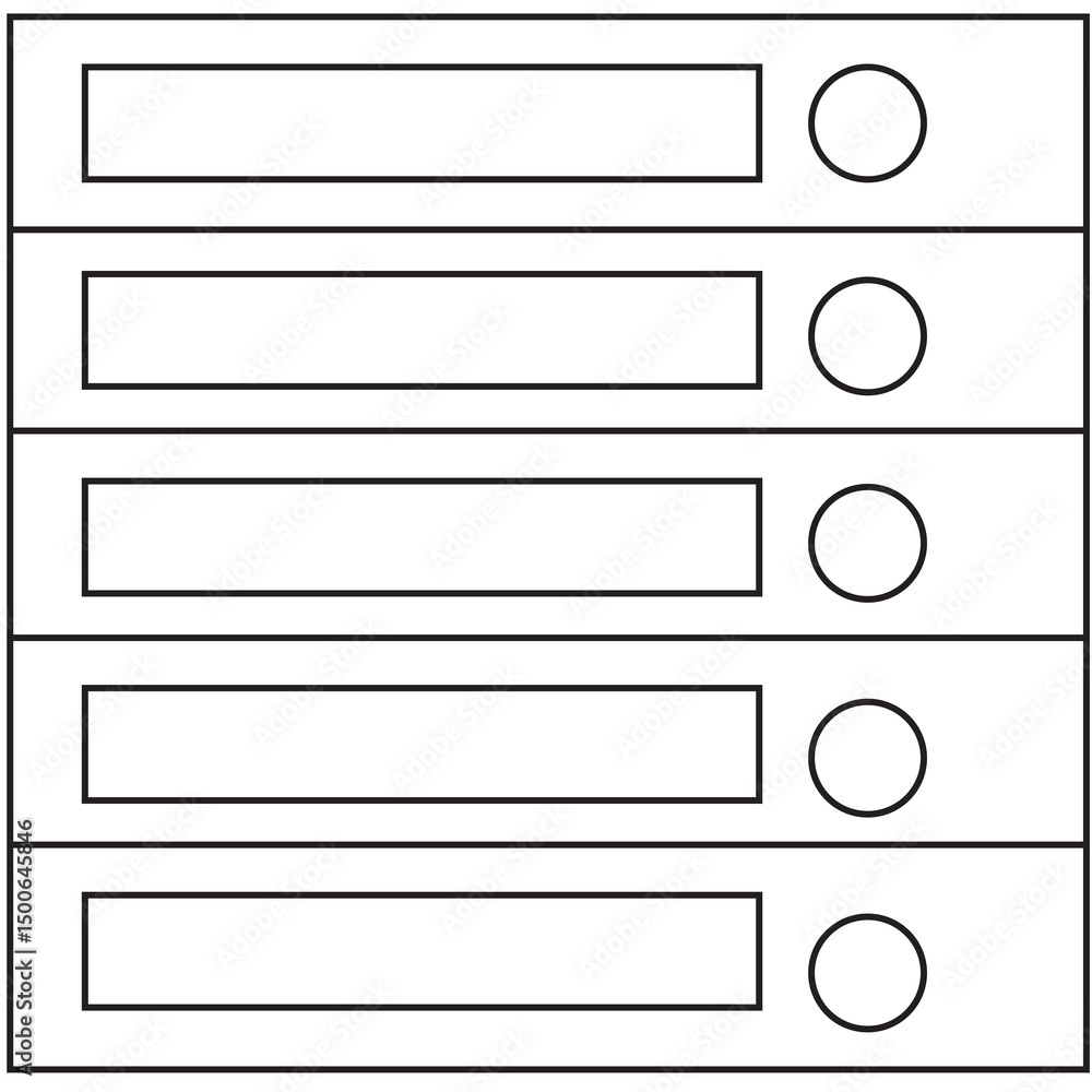 Aufkleber flat ui mockup is showing list with five text-radio placeholders in frame on transparent background