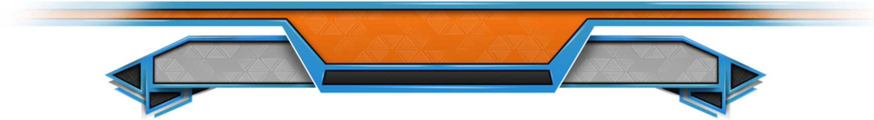 Flat UI banner is showing orange panel with gray triangles and blue trim on transparent background
