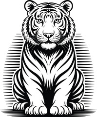 Powerful Tiger Face in Mandala Style – Detailed Vector Clipart, High Quality Tiger Vector – Premium Wildlife Illustration for Adobe Stock