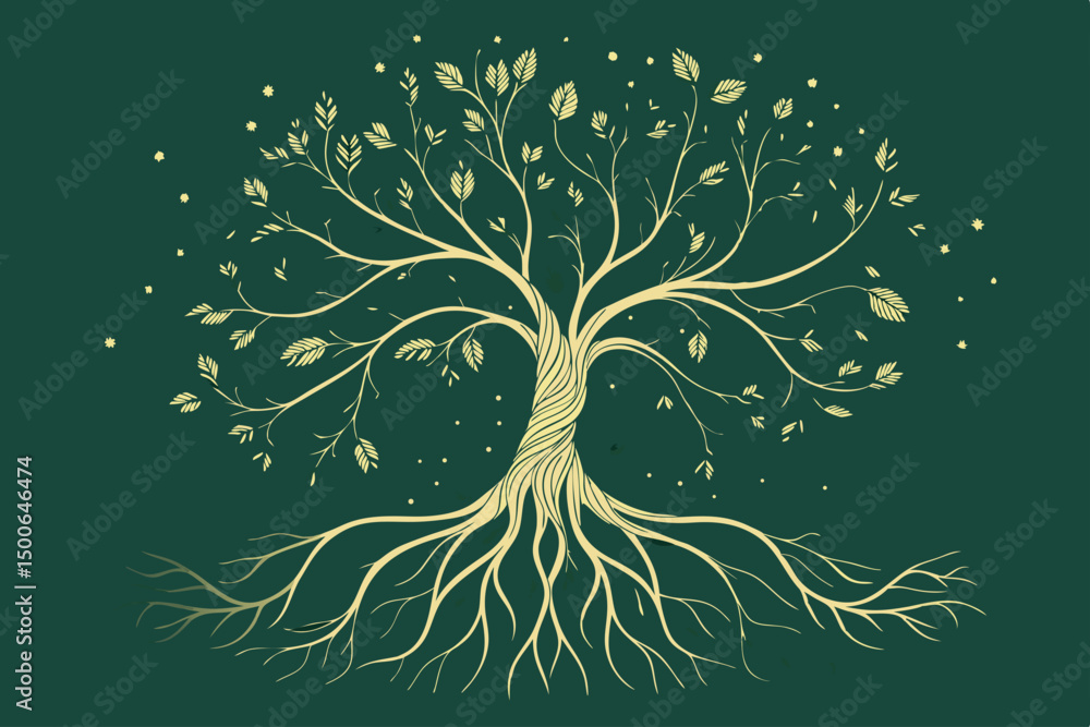 Poster create a vector illustration of a flowing, abstract organic form incorporating a hand-drawn, detaile