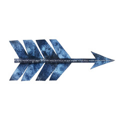 Abstract Arrow with Intricate Layers in Deep Indigo Isolated on Transparent Background