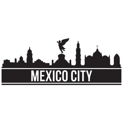 Obraz premium Mexico city skyline horizontal banner. Black Mexico city. Vector template for your design. Vector black silhouette. with white background