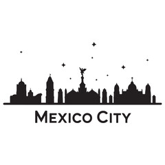 Obraz premium Mexico city skyline horizontal banner. Black Mexico city. Vector template for your design. Vector black silhouette. with white background