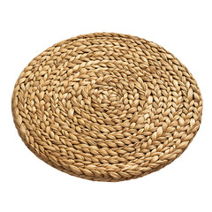 Minimalist Woven Straw Beach Mat with a Refined Design Isolated on Transparent Background
