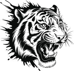 Fototapeta premium Powerful Tiger Face in Mandala Style – Detailed Vector Clipart, High Quality Tiger Vector – Premium Wildlife Illustration for Adobe Stock