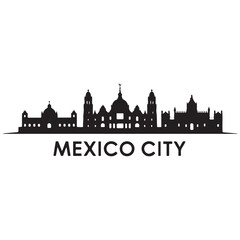 Fototapeta premium Mexico city skyline horizontal banner. Black Mexico city. Vector template for your design. Vector black silhouette. with white background