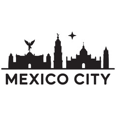Obraz premium Mexico city skyline horizontal banner. Black Mexico city. Vector template for your design. Vector black silhouette. with white background