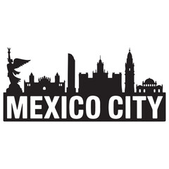 Obraz premium Mexico city skyline horizontal banner. Black Mexico city. Vector template for your design. Vector black silhouette. with white background