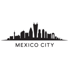 Fototapeta premium Mexico city skyline horizontal banner. Black Mexico city. Vector template for your design. Vector black silhouette. with white background